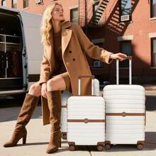 PP Suitcase 20"/24"/28" - Lightweight Hard-Shell Luggage With 4* 360° Wheels, TSA Lock | Hand Luggage & Travel Suitcases - trắng - Xem 2