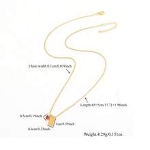 1pc Simple Rectangular Initial Heart Pendants Golden Box Chain Necklaces For Women - Yellow Gold - View 2