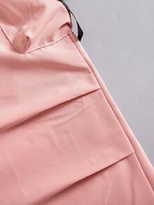 2pcs/Set Tween GirlsCute & Cool Outfit: Pink Cargo Wide Leg Pants + Bow Letter Cropped T-Shirt, Casual Street Style, Music Festival, Daily Wear, Comfortable - White - View 9