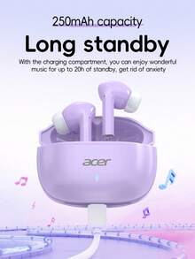 Acer OHR504 Bluetooth Earbuds, In-Ear Wireless Headphones, Touch Control, Fast Charging, High-Definition Audio, Smart Noise Cancellation, Comes With Charging Case, Portable And Easy To Use, Compatible With Smartphones, Tablets, Laptops And More, An Ideal Christmas Gift For Your Loved One - one-size - View 8