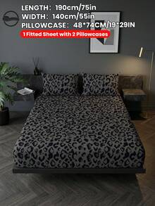 2/3件套印花床上用品套装（1件床单+1/2个枕套，不含枕芯），亲肤舒适床垫保护套，黑色豹纹床垫罩，柔软透气，多种尺寸可选，适用于单人床/双人床/大号床/特大号床，可机洗，家居装饰，卧室装饰，OEKO-TEX认证 - 彩色 - 查看 31