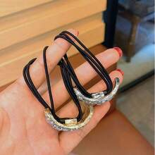 1pc High Elastic Shiny Rhinestone Hair Tie, Sturdy Elastic Band, Sparkling Rhinestones, Secure Hair Styling With Fashionable Accent - Multicolor - View 3