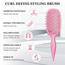 Curl Defining Brush For Thick Coily Hair, Firm-Bristle TPEE Detangling Brush For Coarse 4A\U20134C Curls, Dual-Sided Wide &Amp; Narrow Tooth Brush For Wet &Amp; Dry Curl Shaping\U2013 Women &Amp; Men (2054-Pastel Pink) - ColorC - View 2