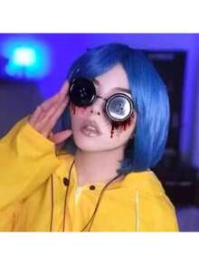 Cosplay Glasses, 5th Anniversary Commemorative Peripheral, Character Button Glasses, Game Character Cosplay Props, Funny Decorative Glasses, Retro Round Frame Glasses, Anime Cosplay Props, Novel Button Glasses, Anime Game Fan Gifts, Black Retro Button Glasses, Novel Costume Glasses - Multicolor - View 3