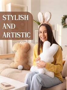 Almofada de Pelúcia Coelho da Páscoa, Almofada Decorativa da Páscoa, Ideal para Sala de Estar, Sofá, Quarto e Outros Ambientes de Decoração Doméstica. Também uma Ótima Escolha para Decoração Diária, de Festa ou Feriado. - Multicolorido - Visão 4