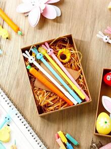 10支可爱兔子造型果冻笔，胡萝卜小鸡造型圆珠笔，新颖有趣的儿童礼物笔，婴儿派对小礼物，复活节礼物笔，填充物，儿童复活节礼物填充物 - 彩色 - 查看 5