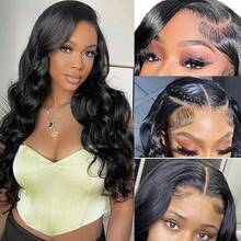 13x4 Body Wave Glueless Human Blended Wig Brazilian Hair Ready To Wear Lace Frontal Wig Pre Cut For Women Preplucked 150% Density 20 Inch - SNatural - View 4