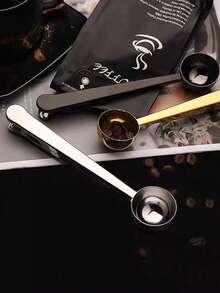 1pc Stainless Steel Coffee Scoop, Multifunctional Powder Scoop, Creative Sealing Clip Measuring Spoon - None - View 2