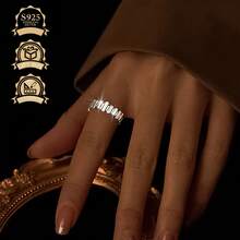 1 chiếc nhẫn bạc 925 cao cấp, kiểu dáng tối giản, hình vuông độc đáo, thanh lịch dành cho nữ, thích hợp cho kỳ nghỉ, tiệc tùng, đám cưới. - Bạc - Xem 2