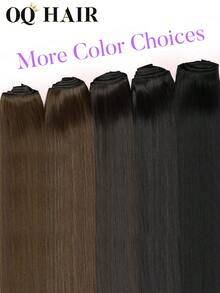 OQ 10pcs/Pack 100% Virgin Silky Straight Human Hair Extensions, 14-22 Inches, #4 Dark Brown, No Shedding, Simple & For Beginners - S4 - View 7