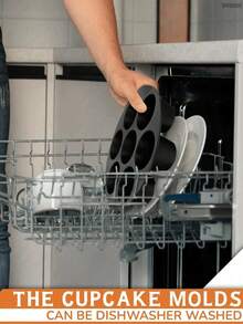 1pc 7-Cup Silicone Air Fryer Baking Mold | Reusable Non-Stick Baking Tray | 7-Hole Pancake Cup Mold - Suitable For Air Fryer, Can Make Egg Tarts, Mini Cakes And Chocolates, Easy To Clean - Multicolor - View 6