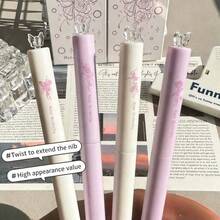 107 Rose Purple Butterfly Rotating Neutral Pen, 0.5mm Quick-Drying Ink, Black Ink, High-Quality Aesthetic Design - A - View 4