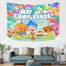 "Spanish 'Hoy Es Mi Cumpleaños' Cartoon Tapestry | Vibrant Party Decor For Dorms & Gatherings - Nhiều màu - Xem 3