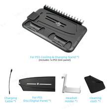 For P5/P5 Slim/P5 Pro Cooling Fan Stand With Dual Controller Charger RGB Ambient Light 15 Game Card Holder Headphone Hook - Multicolor - View 11