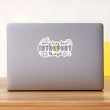 1张内向者专属贴纸，内向者忙碌笔记本电脑贴纸，可爱彩虹乙烯基材质，内向者礼物，防水易撕水瓶贴纸，耐用柔软女孩保温杯贴纸，流行内向者笔记本乙烯基贴纸，送给安静女孩的完美礼物，可爱花朵爱心水瓶贴纸 - S1856 - 查看 9