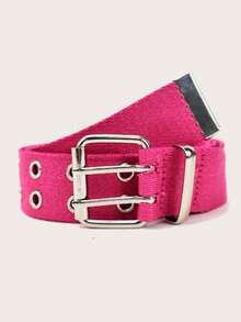 1pc Boho, Y2K Style Metal Eyelet Pink Cinturones De Mujer Women's Belt, Rainbow Studded Men's Belt, Suitable For Dresses, Jeans, Daily Wear, Parties, Gatherings, Music Festivals, Christmas - Pink Canvas - View 2