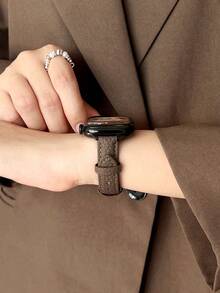 High-Quality Faux Leather Strap, Minimalist & Versatile, Compatible With Apple Watch Series 1/2/3/4/5/6/7/8/9/10/SE/Ultra, Fits 38mm 40mm 41mm 42mm 44mm 45mm 49mm, Personalized Strap, Great Gift For Couples - Maroon - View 5