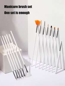 21pcs Nail Art Brush Set For Uv Gel Polish Drawing Painting Flower Design Silicone Dotting Pen Rhinestone Picker Manicure Tools,Nail Art Brushes, Nail Brush Set With Nail Stand, Nail Holder Painting Nails, Nail Art Tools, Nail Dotting Home & Salon Nail Art Design - Multicolor - View 5