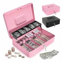 Caja Para Dinero Caja Fuerte   Con Llaves Color Rosa Kidomy - Rosa - Ver 1