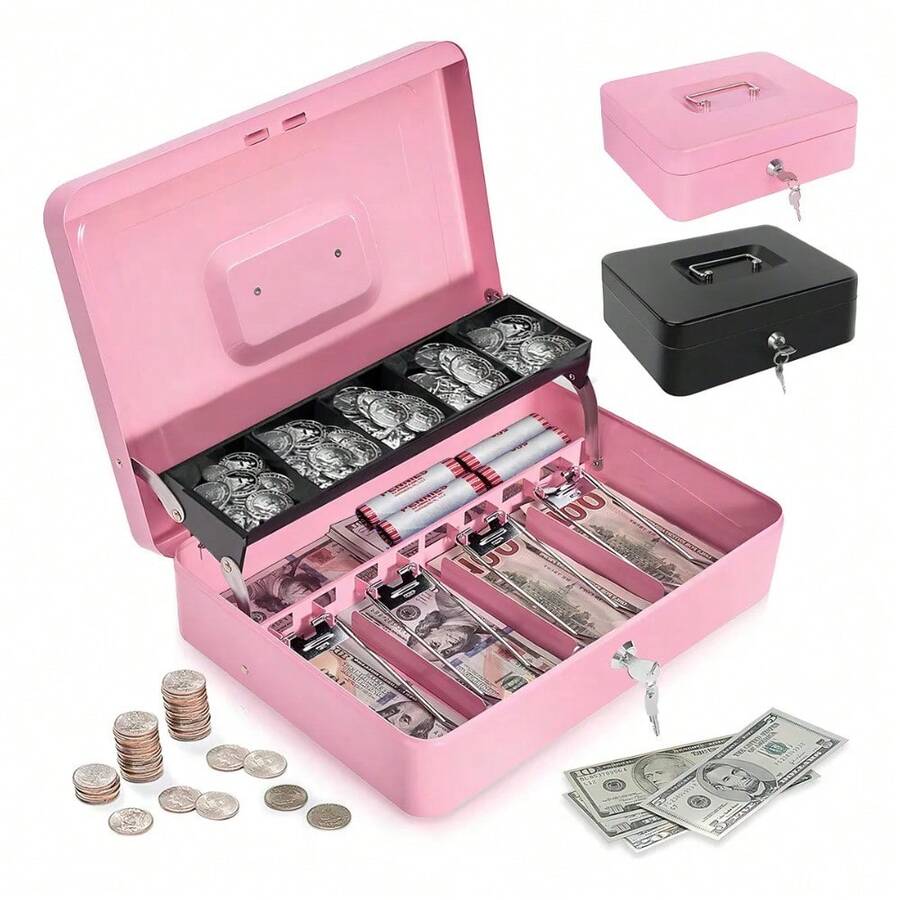 Caja Para Dinero Caja Fuerte   Con Llaves Color Rosa Kidomy - Rosa - Ver 1