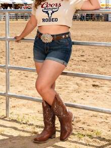 Women's Wide-Cut Wide-Lasted Square Toe Cowboy Cowgirl Boots Pull On Low Chunky Heel Mid Calf Western Boots With Embroidered Stitched For Theme Party Country Concert - 棕色 - 查看 4