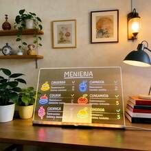 Tablero de escritura luminoso de acrílico, tablero de mensajes, tablero de dibujo infantil, soporte LED pintado a mano DIY - Multicolor - Ver 6