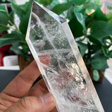 1pc Crystal Clear White Crystal Point, Polished Stone, Fragrance-Free Solid Home Decor Stone, Suitable For Valentine's Day/Anniversary - White - View 2
