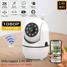 Cámara de interior, 1/2 paquetes, adecuada para el hogar, compatible con WiFi 2.4G, no compatible con WiFi 5G, visión nocturna, rotación e inclinación de 355°, monitoreo de mascotas, detección de movimiento, audio bidireccional, almacenamiento en la nube y tarjeta de memoria - Blanco - View 13