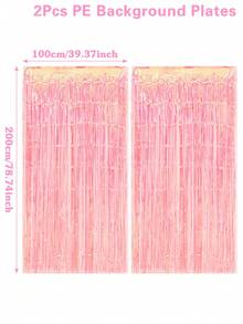 1/2件激光粉色流苏帘，婴儿派对背景装饰，粉色蝴蝶结派对装饰，性别揭晓派对背景帘，婴儿派对用品，新娘派对装饰，女宝宝一周岁生日装饰，生日悬挂装饰，节日派对装饰，室内外派对背景，性别揭晓庆祝活动，拍照道具，婴儿派对礼物，幼儿派对用品 - 粉色 - 查看 9