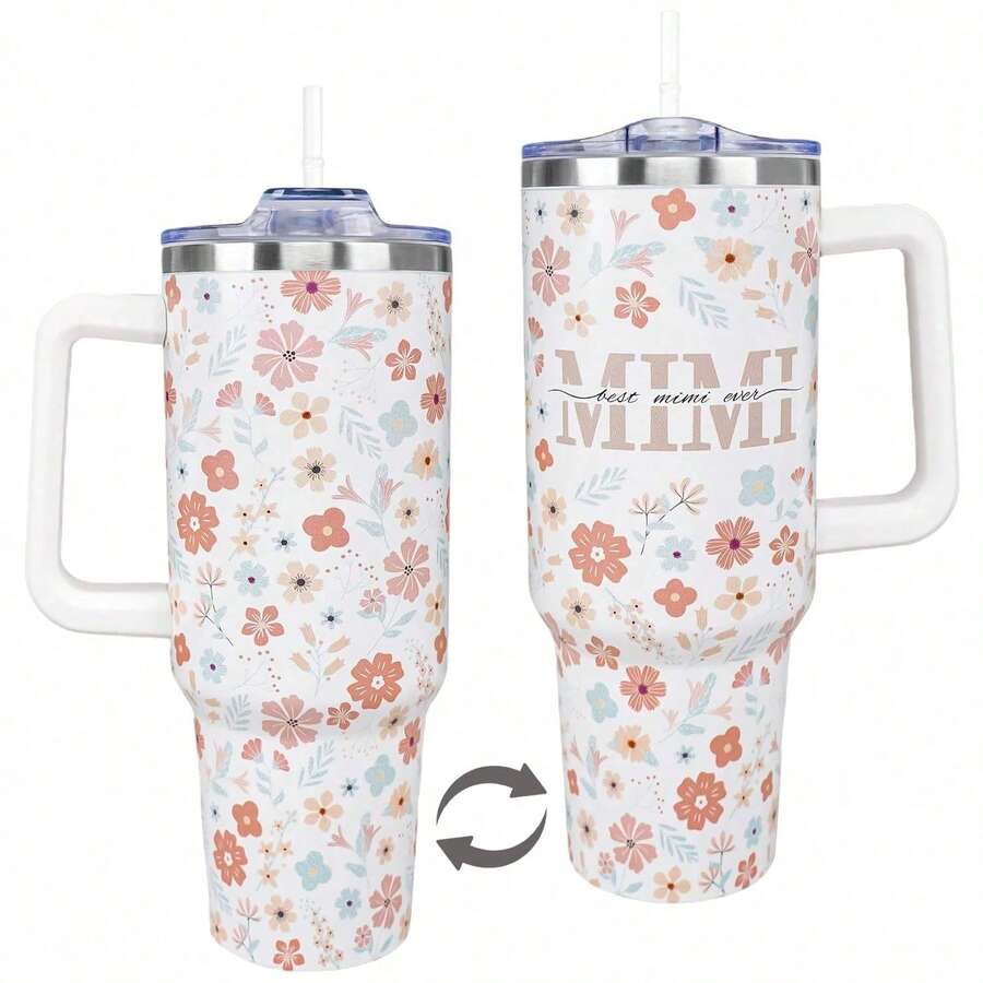 Mimi Tumbler 40 Oz Gifts For Christmas, 40 Ounce Grandma Cup Coffee Mug Tumbler With Handle, Mimi Mothers Day Gifts From Grandkids, Grandmother Gift Ideas Tumbler With Lid And Straw, Insulated Tumbler, 40 Oz Tumbler, Cute Tumbler, Travel Mug, Stainless Steel Tumbler, Reusable Coffee Cup, "That Girl" Aesthetic, Water Bottle, Stanleyy Cup Dupee, Iced Coffee Cup, Tumbler With Handle, Personalized Tumbler, Glass Tumbler, Coffee Tumbler, Water Tumbler, Pink Tumbler, Simple Modernn Tumbler, Boho Tumbler, Tumbler Accessories - 彩色 - 查看 1