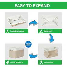 Large Storage Baskets For Organizing Fabric Closet Organizers Storage Bins With Handles 3-Pack 16x11.8x11.8 Inch Collapsible Baskets For Shelves Clothes Home Organization L-White&Beige - 白色和米色 - 查看 8