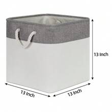 Fabric White Baskets For Shelves Set Of 3 Cube Storage Large Organizer Bins 13x13 Closet Storage Bins For Home Office Nursery Collapsible Storage Bins For Organization - 灰白 - 查看 8