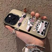Porsches rosas en diferentes vistas que muestran detalles. Esta elegante funda es compatible con los modelos  17, 16, 15, 14 Pro Max, 13, 12, 11, XR y XS Plus. Fabricada en silicona TPU, ofrece protección contra golpes y caídas, además de una sensación superior. Es un regalo ideal para familiares, amigos y seres queridos, y una opción perfecta para Año Nuevo. - Negro - Ver 5