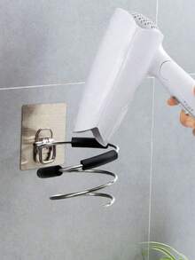 1个不锈钢壁挂式吹风机支架，无需钻孔，浴室/卧室收纳架，防水防锈，吹风机整理架 - A - 查看 4
