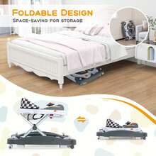 6 In 1 Baby Walker Adjustable Toddler Walker & Activity Center With Music Tray Black - 灰色 - 查看 8