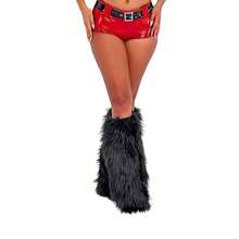 Women Faux Fur Leg Warmers Furry Harajuku Japanese Socks Fuzzy Long Boot Cuffs Covers Holiday Party Costume Accessory - ECuteBlack - Xem 5