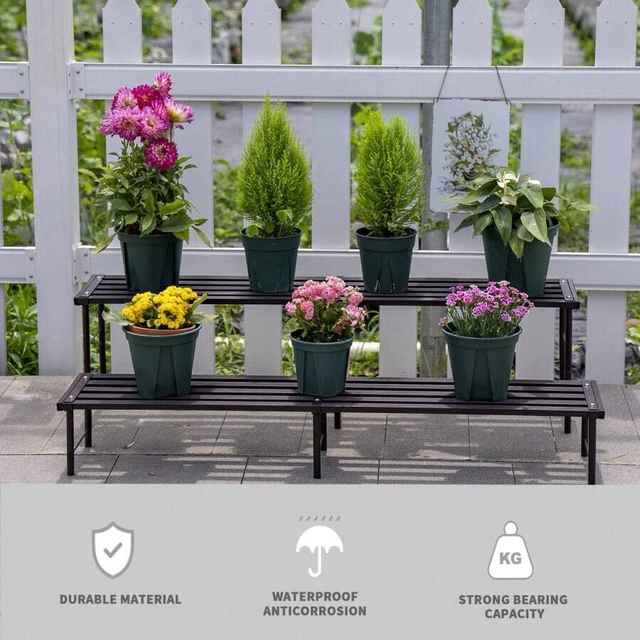 Plant Stand, Rustproof Aluminum Flower Pot Stand, Plants Display Stands Decoration Racks For Living Room Balconies And Gardens 60 Ebony - 60Ebony - View 1