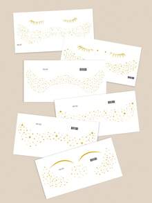 Gold Glitzer Gesichts-Juwelen Aufkleber, Gold Folie Schmetterling Herz Stern Mond Sommersprossen Designs, Y2K temporäre Fake Tattoos, zum Selbermachen für Karneval, Musikfestivals, Valentinstag, Partys, Feiertage, geeignet für Finger, Ohren, Schultern, Hals, Schlüsselbein, kleine Körperstellen - Gold - Übersicht 8
