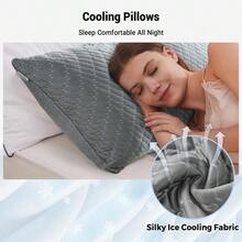 Pillows Queen Size Set Of 2, Shredded Memory Foam Pillows, Cooling Foam Pillow For Sleeping, Soft Bed Pillow Queen Size With Adjustable Foam For Side, Back And Stomach Sleepers, Grey - GreyQueenPackof2 - View 4