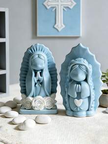 祈祷少女天使硅胶蜡烛模具 | 可重复使用易脱模香薰蜡烛模具，适用于家居装饰、节日礼物和婚礼回礼 - 祈禱少女模具 - 查看 3