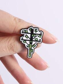 1/2pcs Punk Rock Skeleton Hand Gesture Brooch, Zinc Alloy Enamel Material, Street Graffiti Money Tree Badge, Unisex Design, Casual Street Hip-Hop Accessory Gift - Multicolor - View 8
