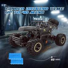 2025 RC 37cm 1:12 4WD Large Remote Control Cars Rock Crawler Monster Truck With 2 Battery ,Kids Toys Gifts - Black - View 4