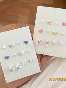 蝴蝶结波点耳环套装 - 蝴蝶型 - 查看 5