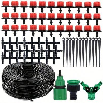 5/10/15/20/25 DIY Garden Drip Irrigation Hose Design, Gardening Drip Irrigation System, Red Double-Outlet Drippers Watering Micro Sprinklers Set, DIY Flower Pots Auto Adjustable Watering Garden Tools