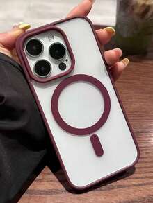 1个全新纯色亚克力磁性粉色手机壳，兼容 16 Pro Max、11/12/13/14 Plus、XR/7/8 Plus/15 Pro Max/17/17 Ari/17 Pro Max，也适用于 Series - 酒紅色 - 查看 2