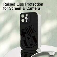 1pcBarcelona FCB Logo Phone Case, For 17 16 15 14 13 11 11 XS XR X 7 8 Plus Pro Max Soft Silicone Back Cover Camera Protection - 黑色 - 查看 7