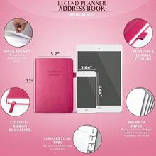 Legend Planner Address Book With Alphabetical Tabs –Telephone Contacts Book For Phone NFUmbersss, Addresses, Passwords, Medium (Hot Pink) - Hot Pink - View 3