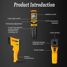 NJTY JD-10 Handheld Digital Infrared Thermometer, Non-Contact Laser Temperature Gun, -50°C To 800°C Industrial Temperature Tester, High Temperature Meter, ABS Material, Digital Display, Battery Powered, 0.1°C Accuracy, Batteries Not Included - Multicolor - View 6