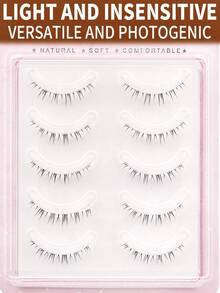 5 Pairs Lower Eyelashes Transparent Stem Natural Look Manga Eyelashes Japanese Makeup Anime False Eyelashes Makeup Tool Strip Lashes, Lashes, Eyelashes, Fake Lashes - Natural Lashes - View 6
