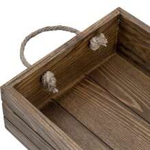 MyGift Caja organizadora Hecha en Madera rustica Color cafe Tiene Asas de Cuerda de Yute. Caja de Madera sin Tapa Funcional y Decorativa - Marrn - Ver 6
